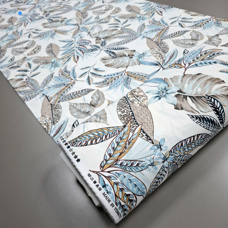 Скатертинна тканина з просоченням Гавайські квіти блакитний 240417