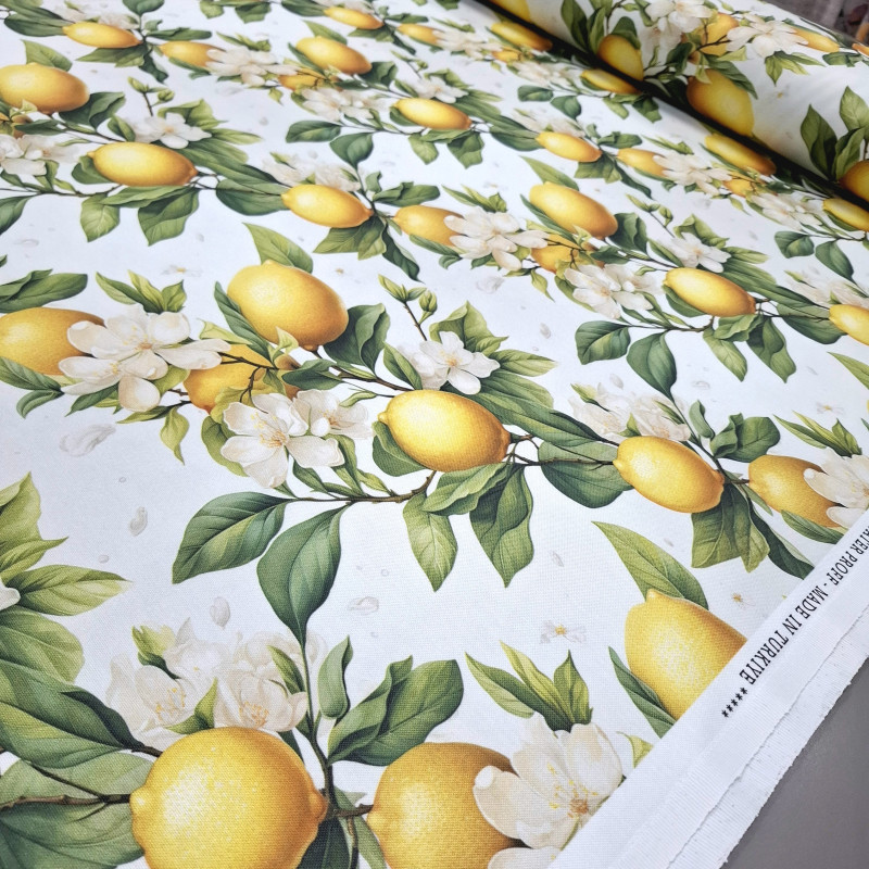 Скатертинна тканина з просоченням діджитал Квіти лимону 4321
