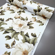 Тканина скатертна з просоченням діджитал Магнолія білий
