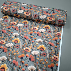 Скатертинна тканина з просоченням діджитал Маки сірий