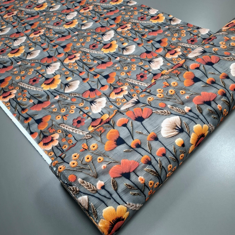 Скатертинна тканина з просоченням діджитал Маки сірий 8826831
