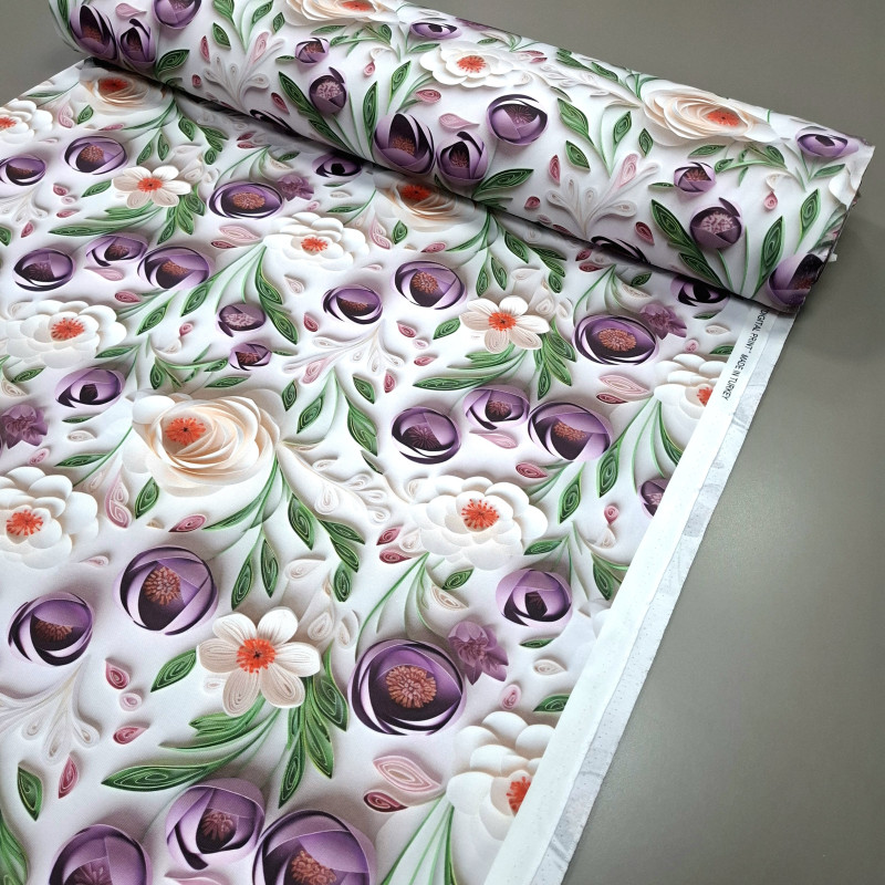 Скатертинна тканина з просоченням діджитал Тюльпани фіолетовий 12311