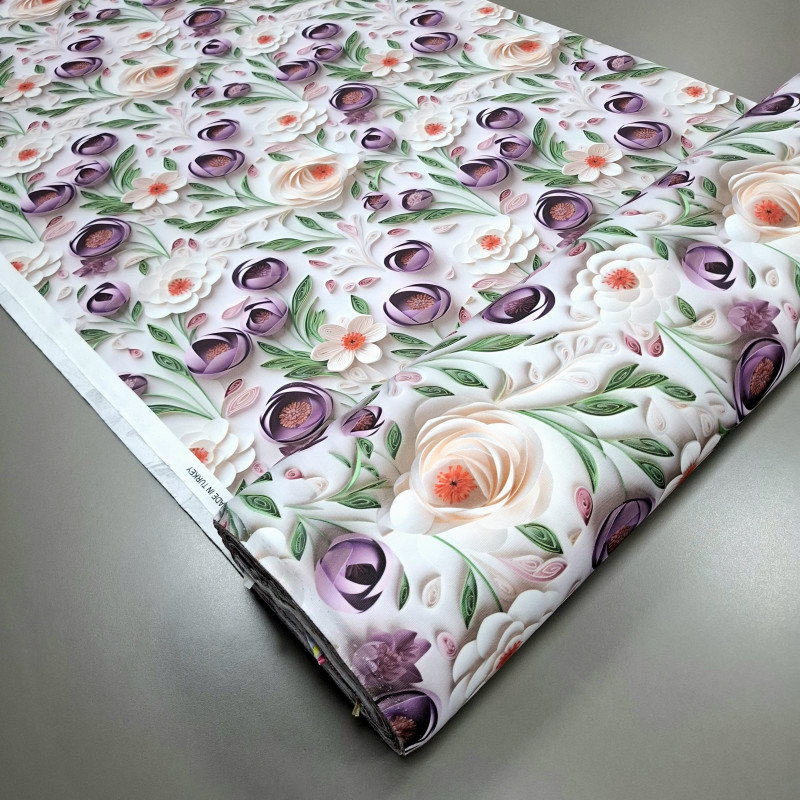 Скатертинна тканина з просоченням діджитал Тюльпани фіолетовий 12311