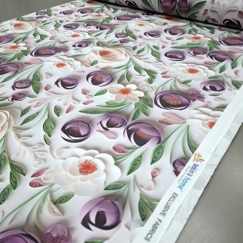 Скатертинна тканина з просоченням діджитал Тюльпани фіолетовий 12311