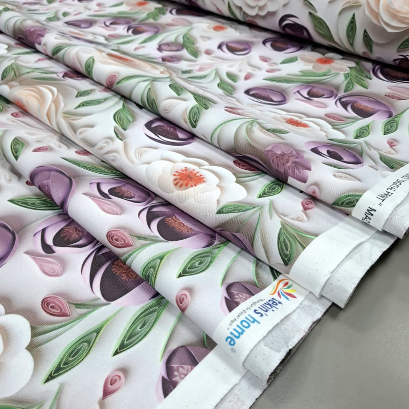 Скатертинна тканина з просоченням діджитал Тюльпани фіолетовий 12311