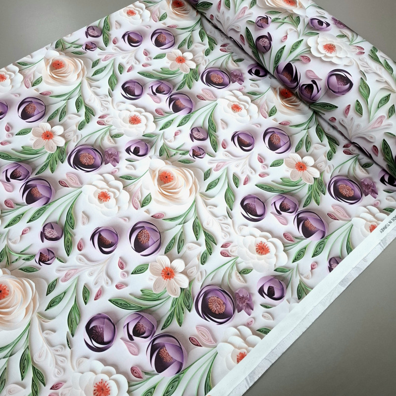 Скатертинна тканина з просоченням діджитал Тюльпани фіолетовий 12311