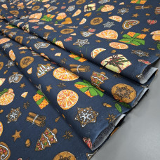 Новорічна тканина для скатертин Цитрус