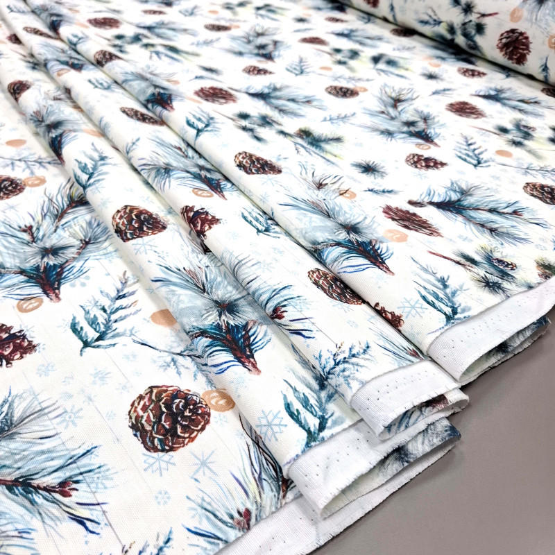 Новорічна тканина з просоченням діджитал Шишки 8832451