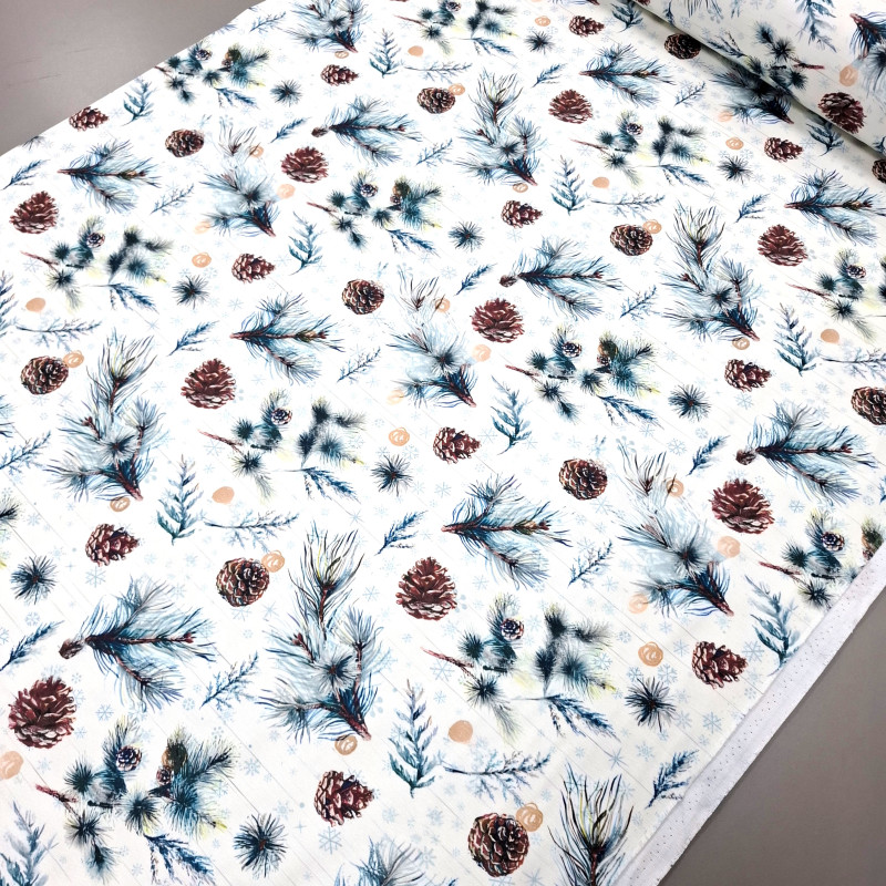 Новорічна тканина з просоченням діджитал Шишки 8832451