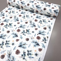 Новогодняя ткань с пропиткой диджитал Шишки