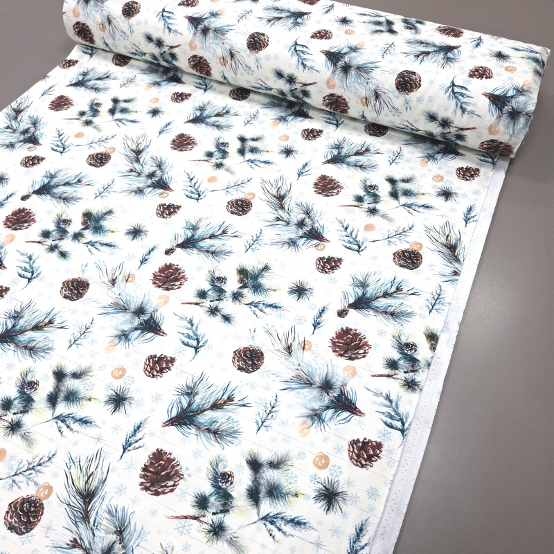 Новорічна тканина з просоченням діджитал Шишки 8832451