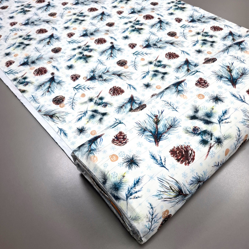 Новорічна тканина з просоченням діджитал Шишки 8832451