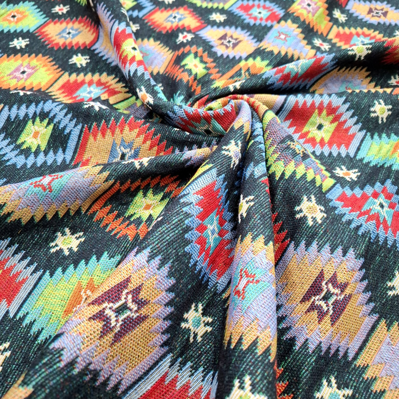 Тканина гобелен Геометричний візерунок чорний 906291