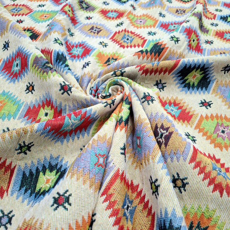 Тканина гобелен Геометричний візерунок бежевий 016291