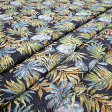 Тканина гобелен Листя папороті чорний
