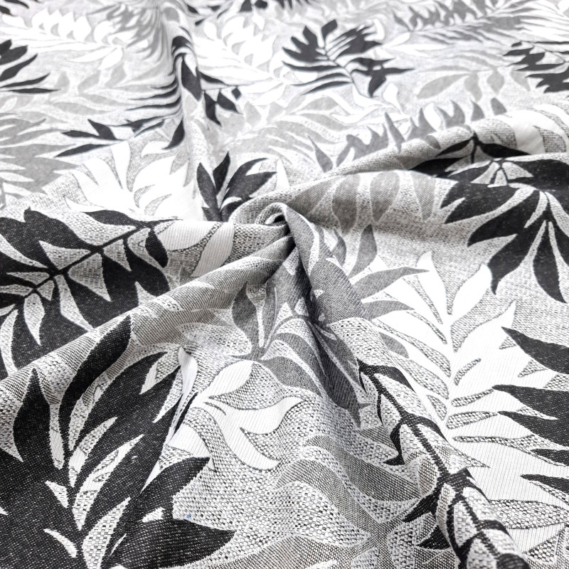 Тканина гобелен Листя папороті сірий 216291