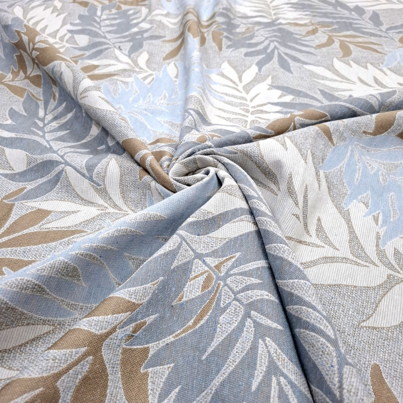 Тканина гобелен Листя папороті блакитний 116291