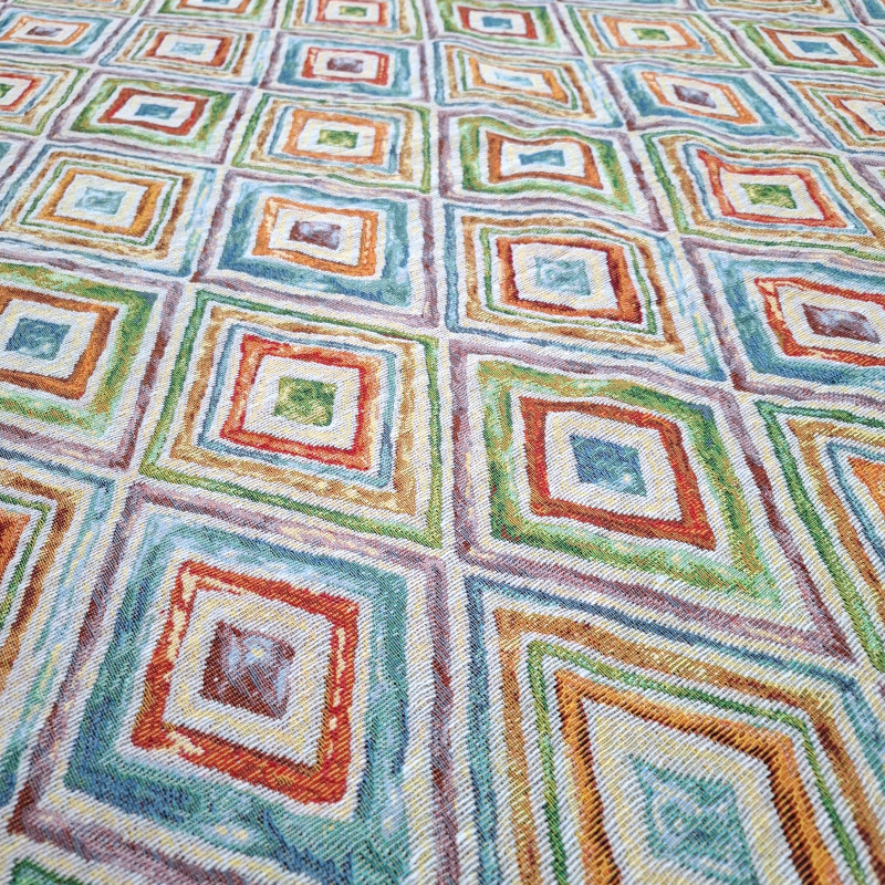 Тканина гобелен Кольорові ромби блакитний 106291