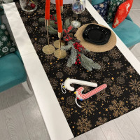 Дорожка на стол с пропиткой Льдинки черный 45*175 см