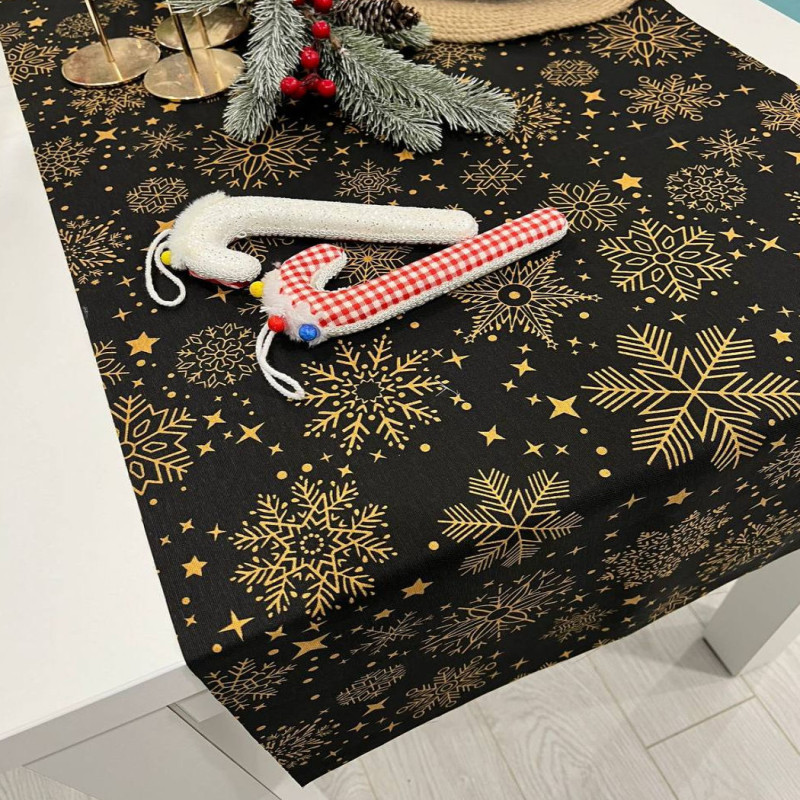 Дорожка на стол с пропиткой Льдинки черный 45*175 см 1080