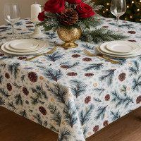 Новорічна тефлонова скатертина Шишки 120*120 см