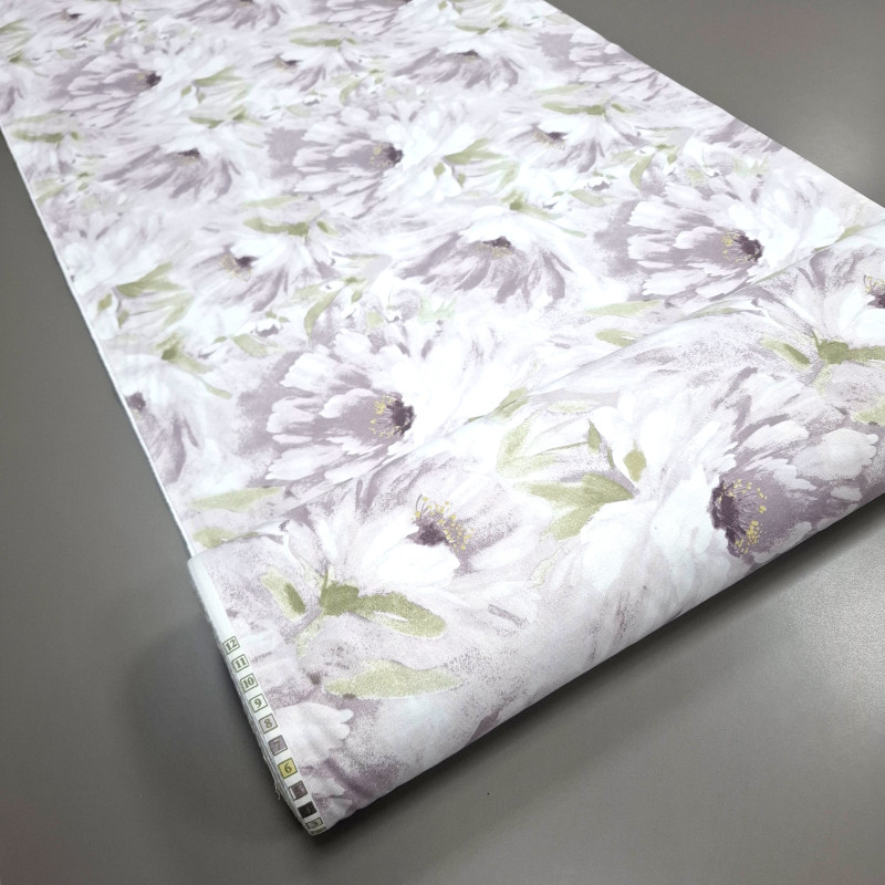 Тканина скатертинна з просоченням Пастельні квіти бузковий 202746