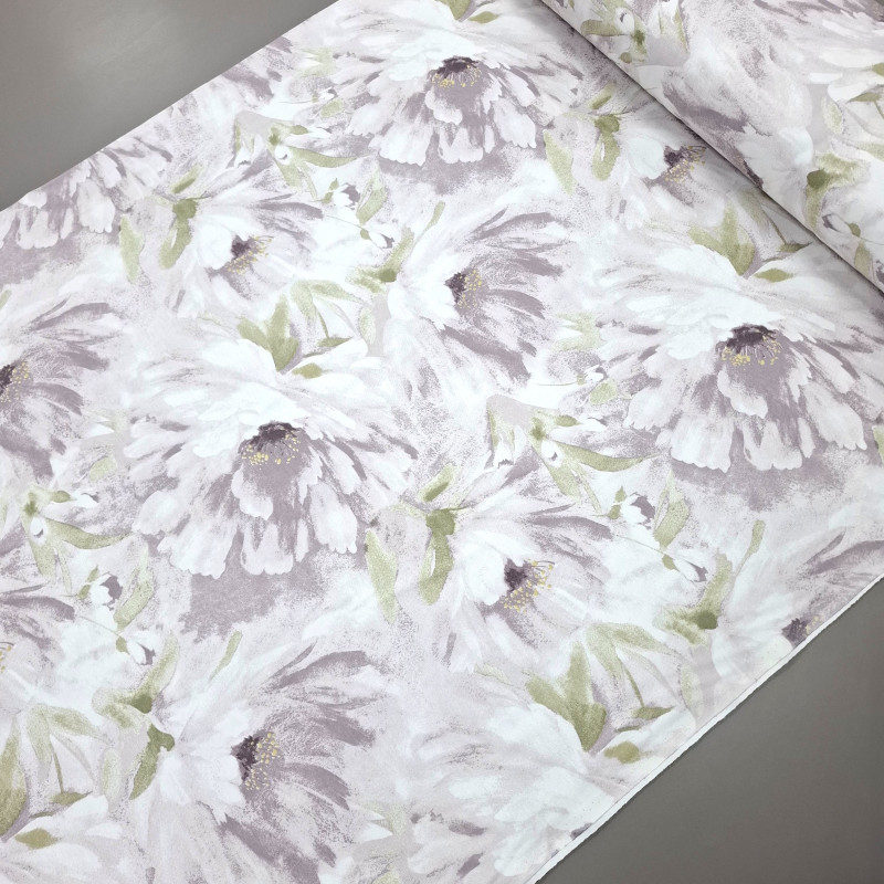 Тканина скатертинна з просоченням Пастельні квіти бузковий 202746