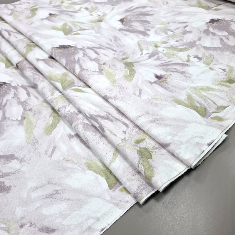 Тканина скатертинна з просоченням Пастельні квіти бузковий 202746