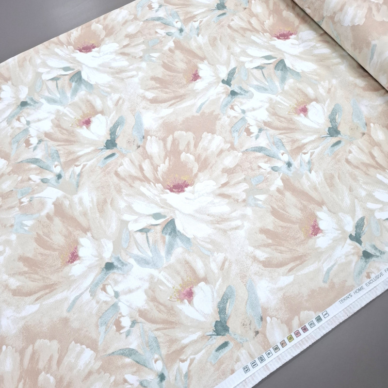 Тканина скатертинна з просоченням Пастельні квіти бежевий 202745