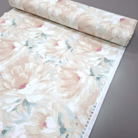 Ткань скатертная с пропиткой Пастельные цветы бежевый