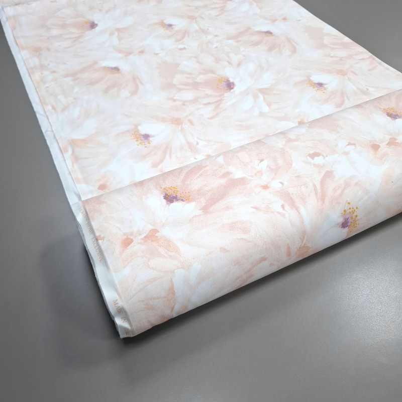 Тканина скатертинна з просоченням Пастельні квіти персиковий 2027410