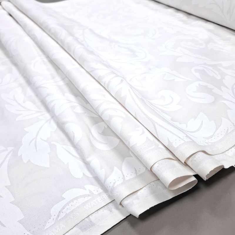 Скатертина тканина з просоченням Принт Жаккард Еліт білий 011583