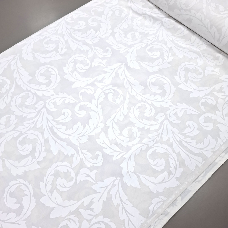 Скатертина тканина з просоченням Принт Жаккард Еліт білий 011583