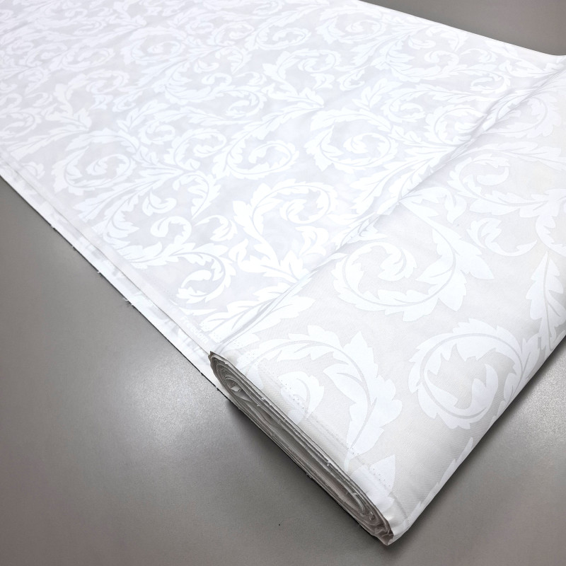 Скатертина тканина з просоченням Принт Жаккард Еліт білий 011583