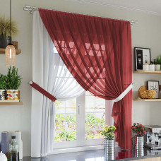 Комплект тюль на кухню Анжелика бордовый