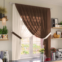 Комплект тюль на кухню Анжеліка коричневий