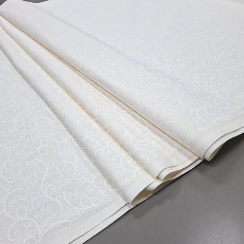 Скатертина тканина з просоченням Принт жаккард Берізка молочний 115914