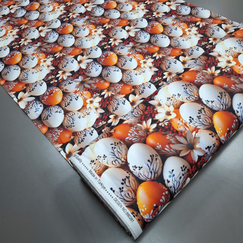 Скатертная ткань с пропиткой диджитал Писанка оранжевый 8808212