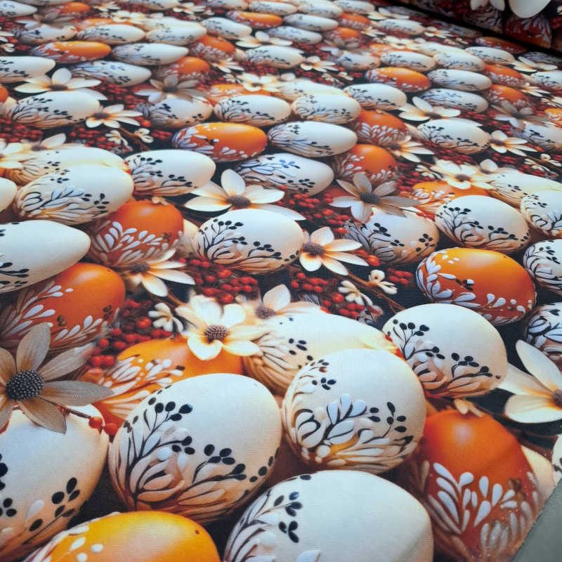 Скатертная ткань с пропиткой диджитал Писанка оранжевый 8808212