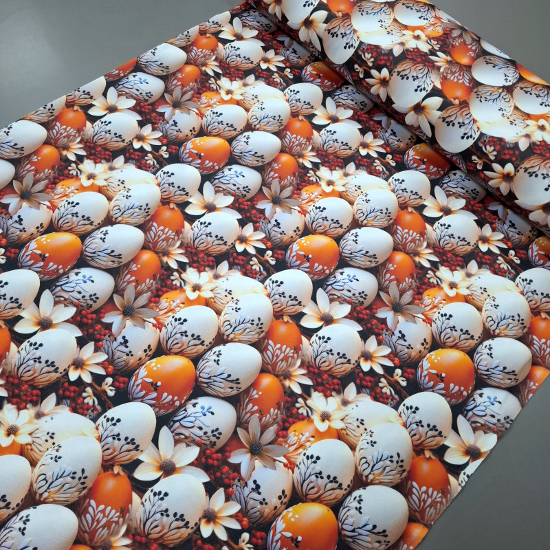 Скатертная ткань с пропиткой диджитал Писанка оранжевый 8808212