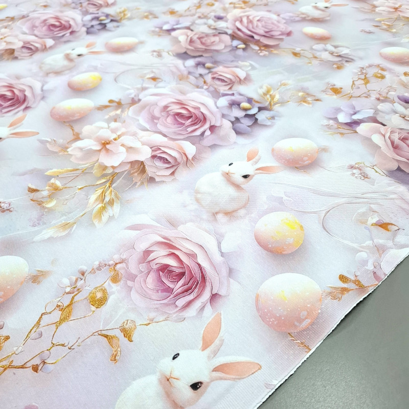Скатерточная ткань с пропиткой диджитал Пасхальные яйца в розах 8802792