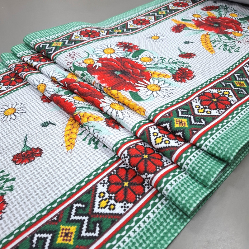 Тканина рушникова вафельна Луговий букет 45 см 749491