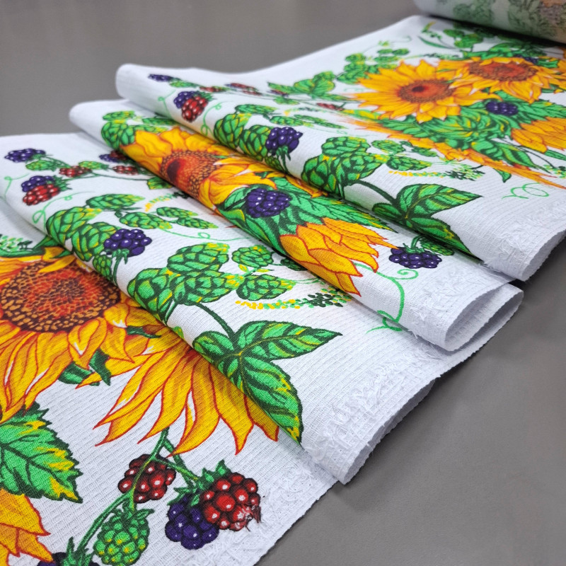 Тканина рушникова вафельна Соняхи 45 см 549491