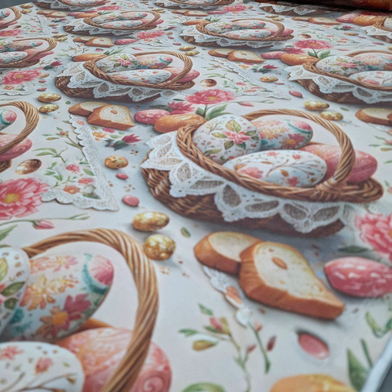 Скатертинна тканина з просоченням діджитал Великодній кошик 28999