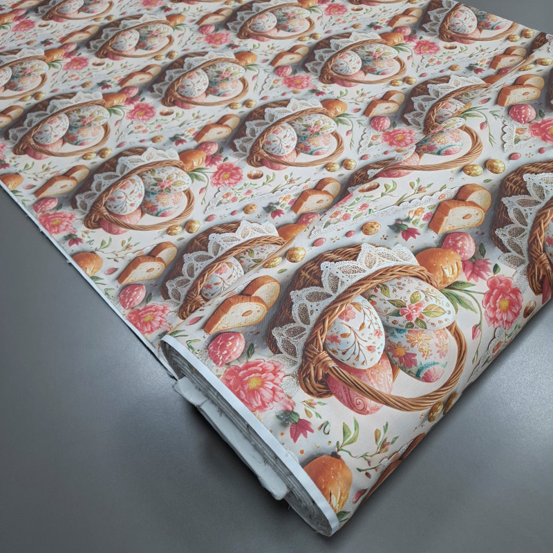 Скатертинна тканина з просоченням діджитал Великодній кошик 28999