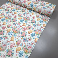 Скатерточная ткань с пропиткой диджитал Пасхальный кролик