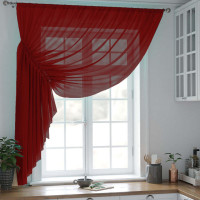 Тюль на кухню Келли бордовый 290*180 см