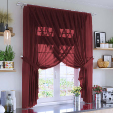 Комплект тюль на кухню Гледис бордовый
