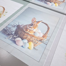 Рушникова тканина напівпанама великодня Кролик купон 65*150 см