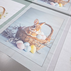 Полотенцевая ткань полупанама Пасхальная Кролик купон 65*150 см